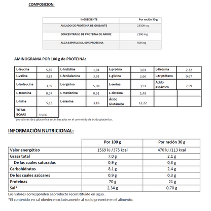 Proteína Vegana EFNE – Plant Based sin azúcares