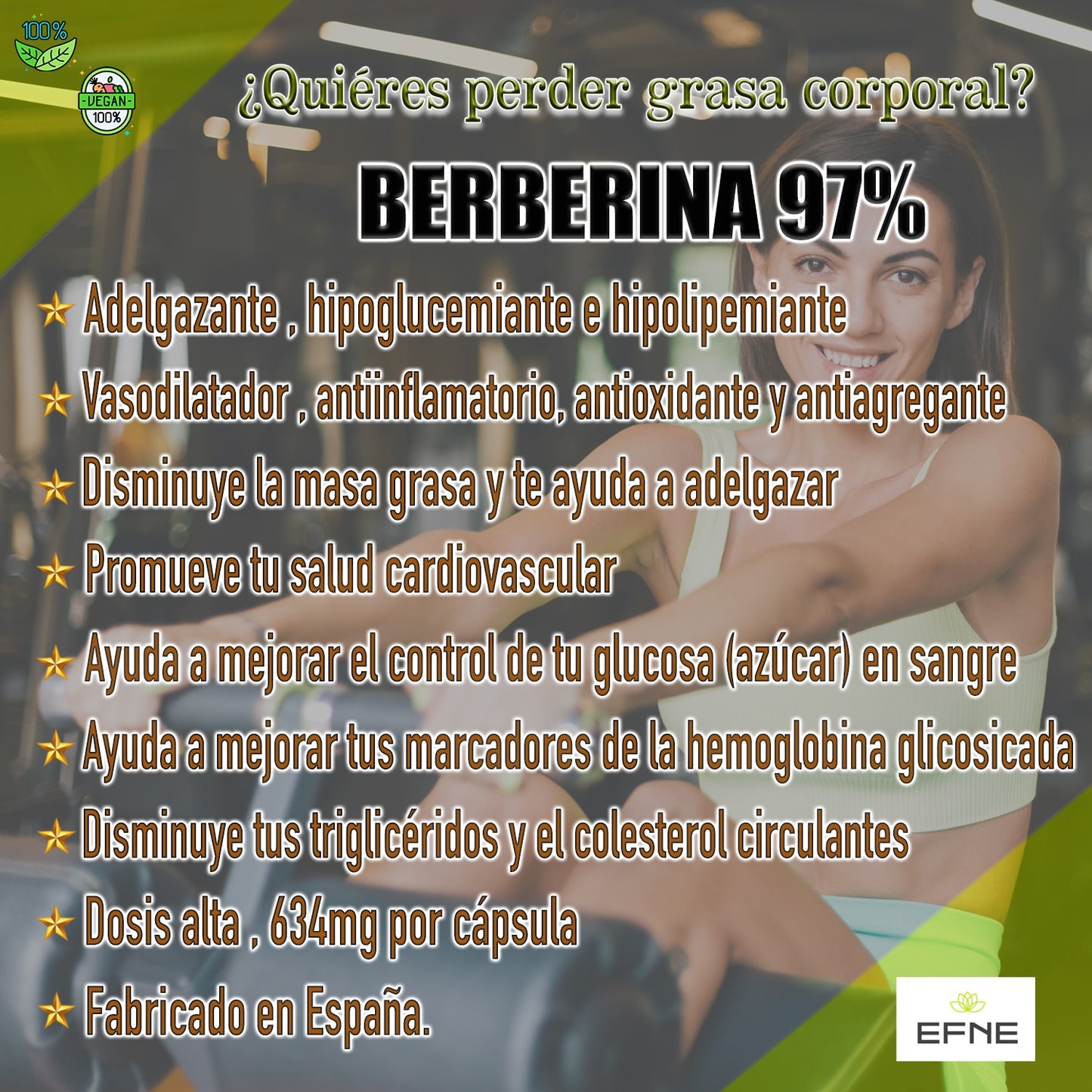 Berberina 97% EFNE (combate el veneno que está detrás de todas los problemas físicos, el azúcar)