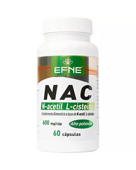 Bote de suplemento NAC 600mg de EFNE - N-Acetilcisteína pura en cápsulas.