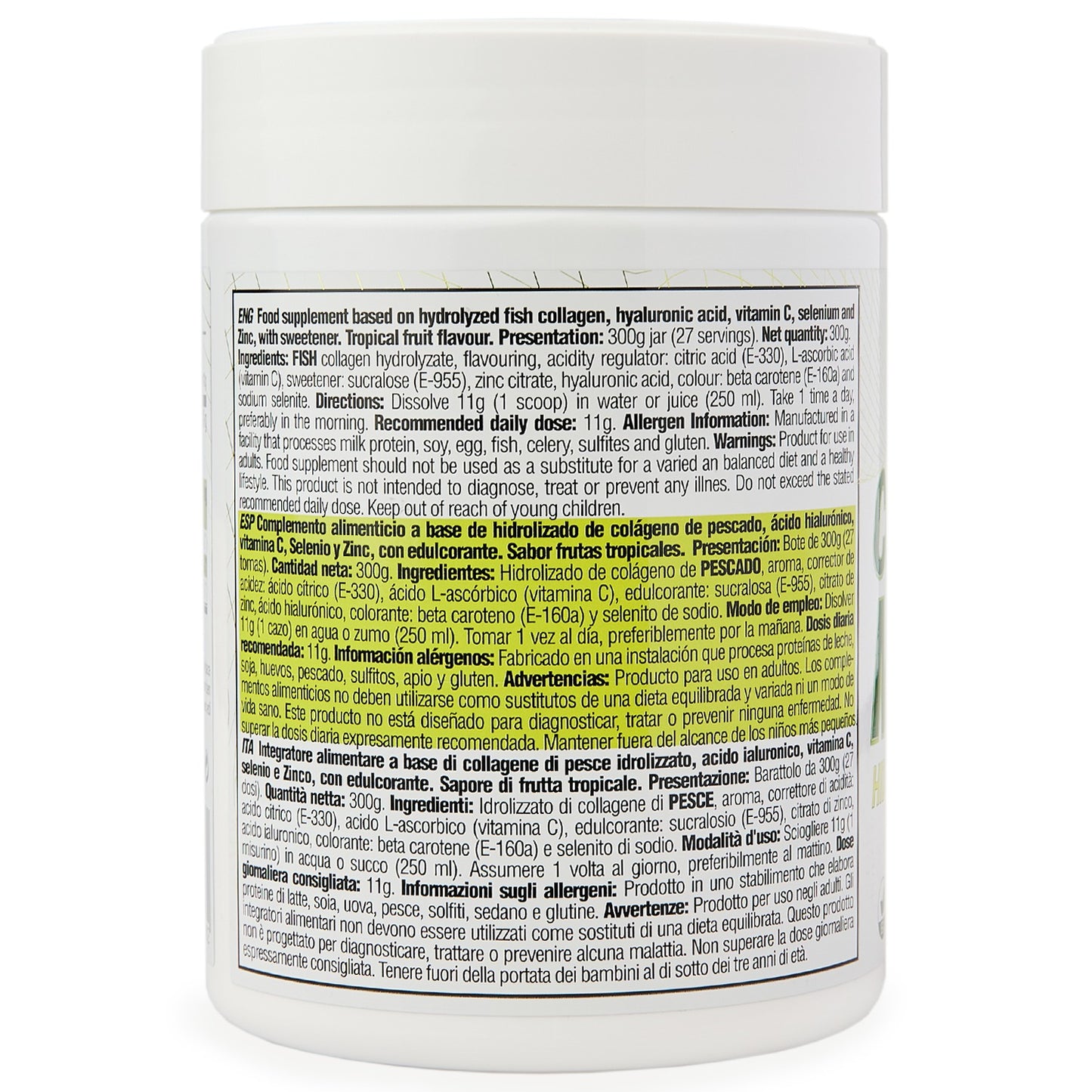 Colágeno Marino Hidrolizado Reforzado (ácido hialurónico, vitamina c, selenio, zinc)