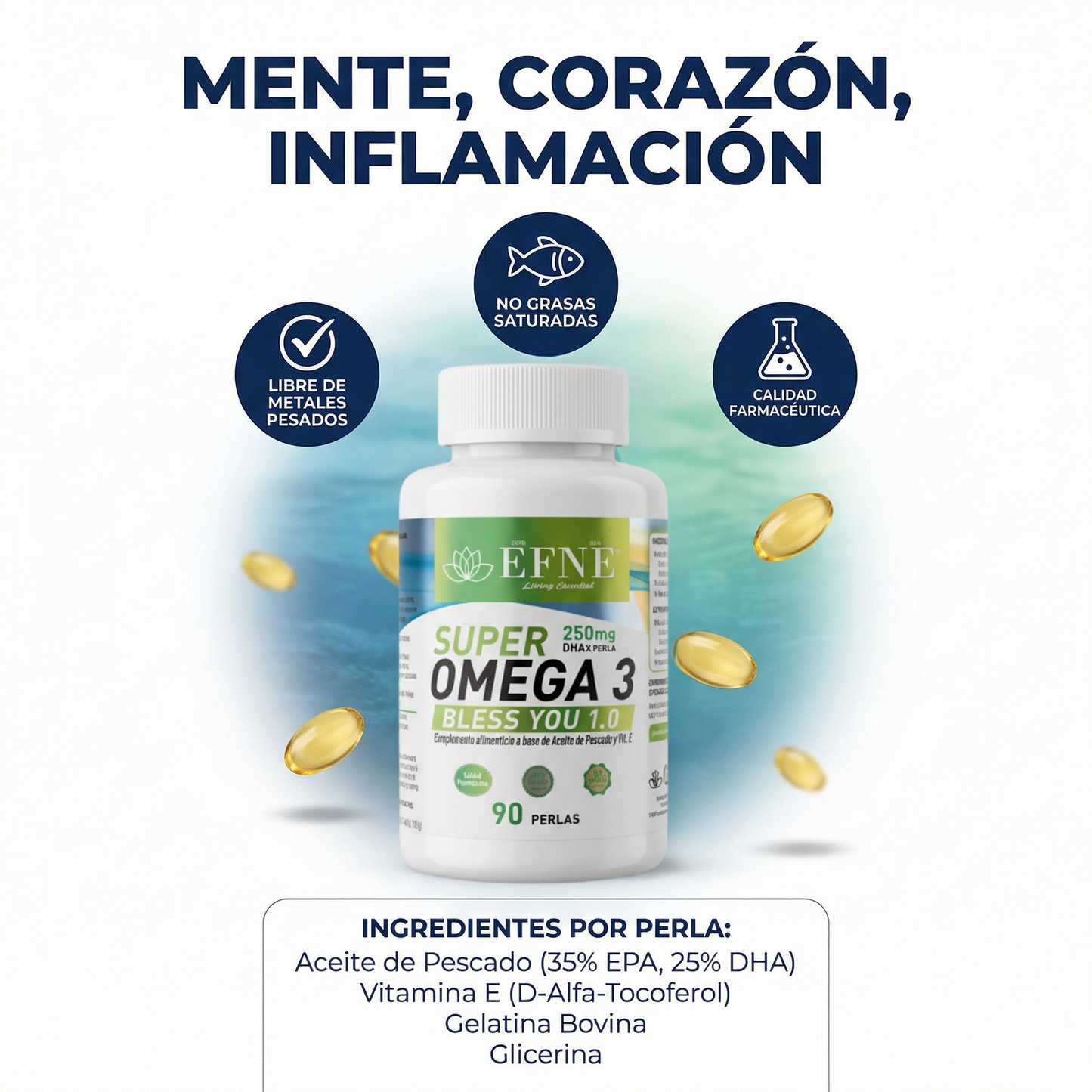Super Omega 3 EFNE – Alta pureza con Vitamina E 90 Caps