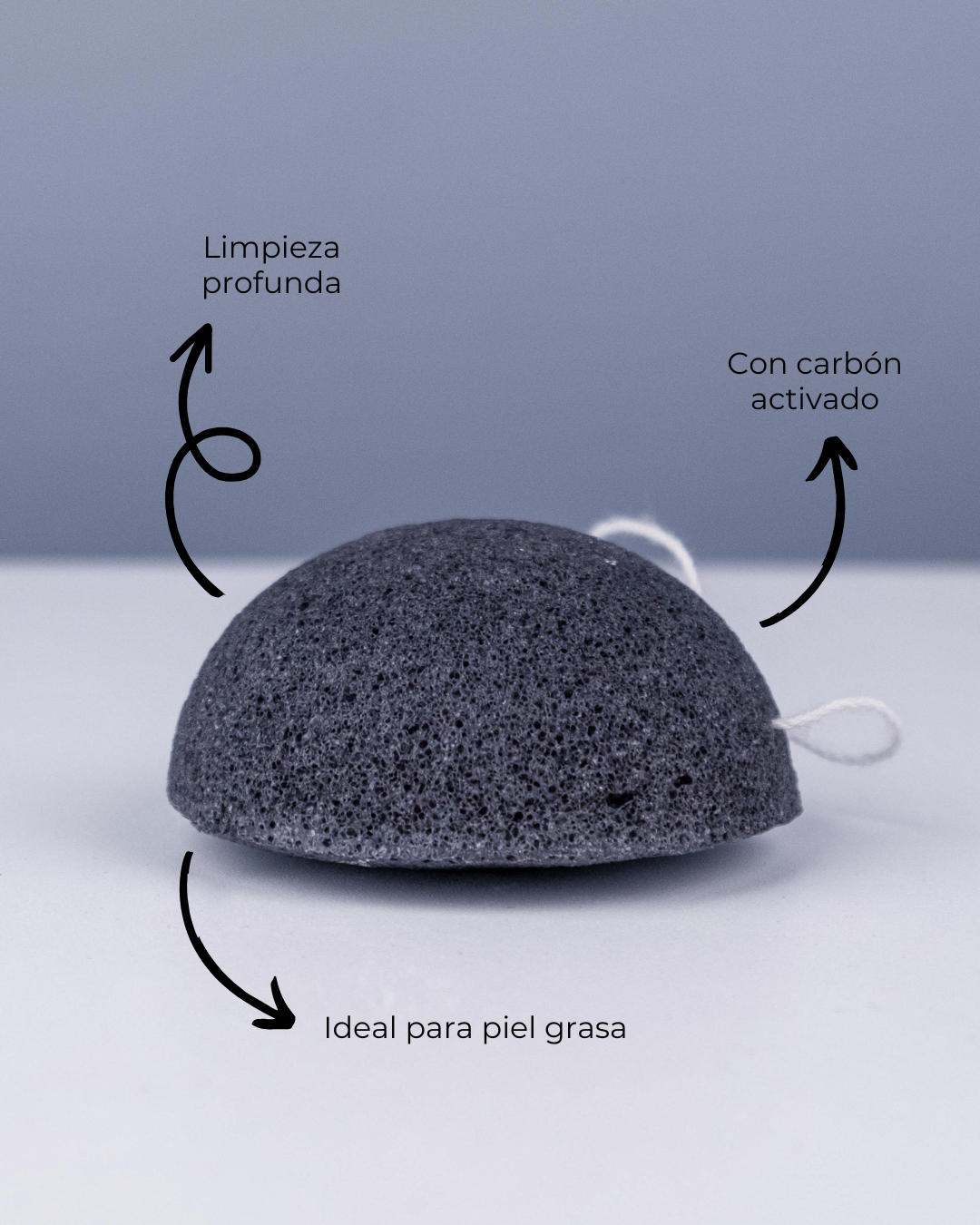 Esponja Konjac Facial Piel Grasa con Carbón