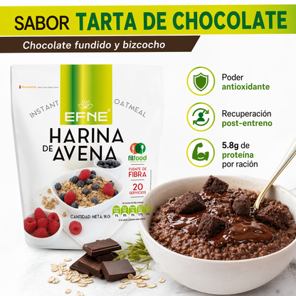 Harina de avena sabor tarta de chocolate EFNE beneficios proteina.