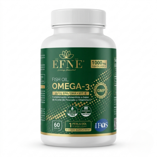 Fish Oil Omega-3 1000mg de la marca EFNE con sello GMP e IFOS
