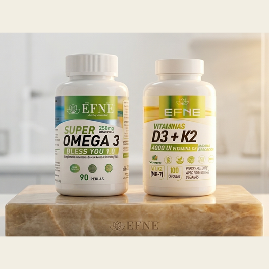 Pack Claridad y Enfoque EFNE suplementos Omega 3 y Vitamina D3 K2 para salud cognitiva e inmune