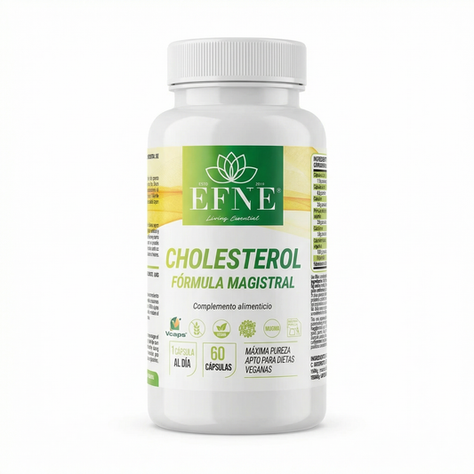Frasco de EFNE Cholesterol Fórmula Magistral suplemento natural para el control del colesterol 60 cápsulas veganas