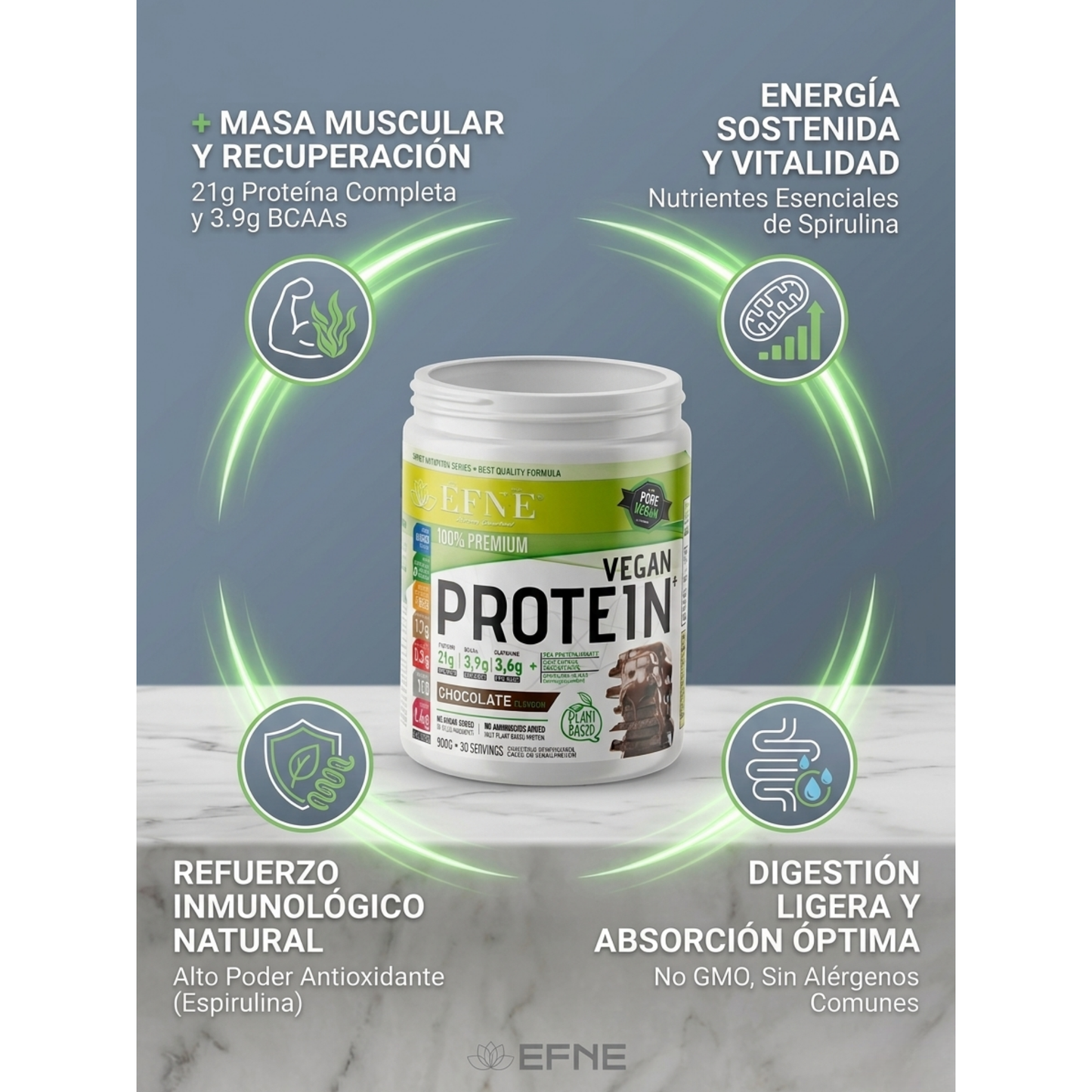 Proteína Vegana EFNE – Plant Based sin azúcares