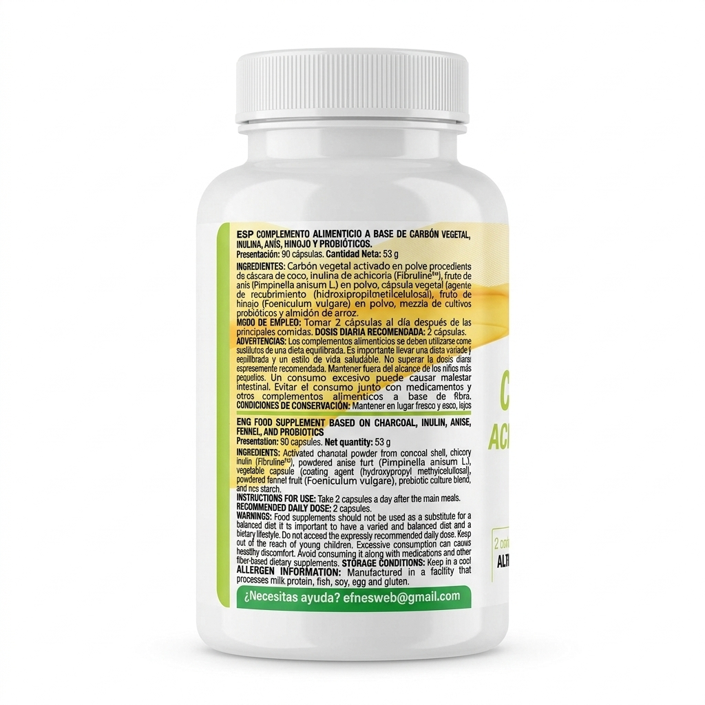 Carbón Activo Vegetal EFNE-  Inulina y probióticos
