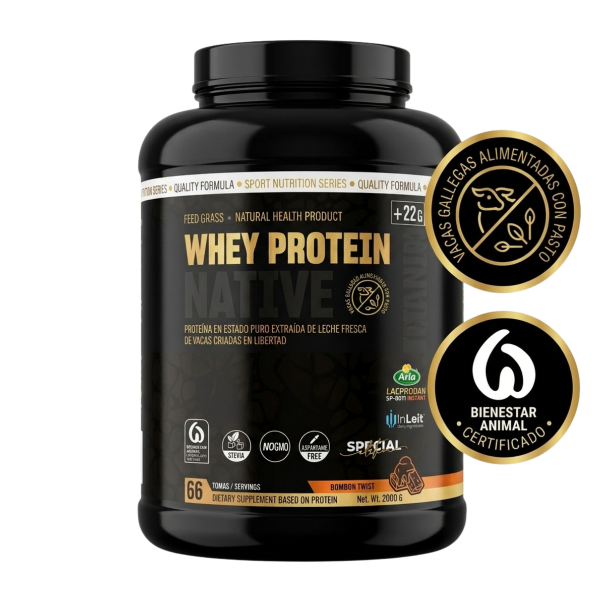 EFNE Whey Protein Native 2kg – Proteína Native Triple Patente (Arla, RENYLAC, InLeit) Sabor Bombón Twist