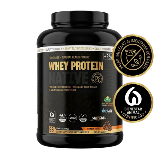 EFNE Whey Protein Native 2kg – Proteína Native Triple Patente (Arla, RENYLAC, InLeit) Sabor Bombón Twist