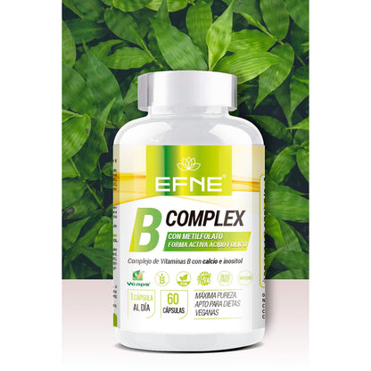 COMPLEJO DE VITAMINA B COMPLEX CON METILFOLATO. Forma Activa Ácido Fólico. (Deficiencias por veganismo, Agotamiento)